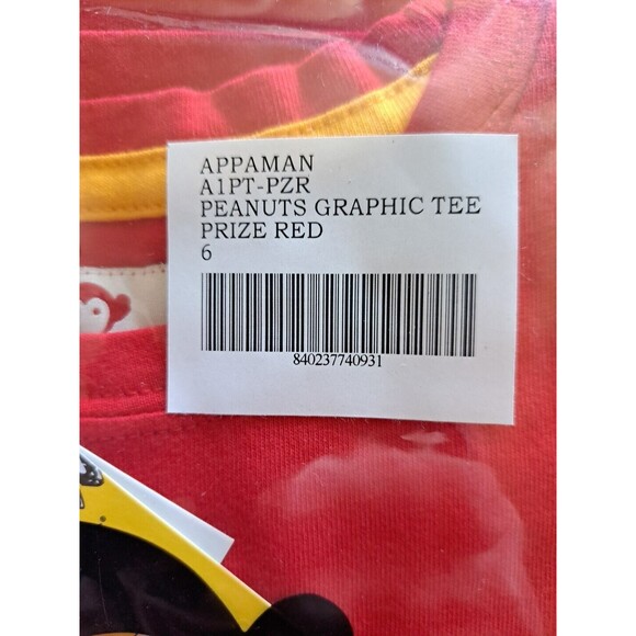 Appaman x Peanuts Woodstock Kids Prize Red Long Sleeve T-Shirt New Size 6 NWT - Picture 5 of 5